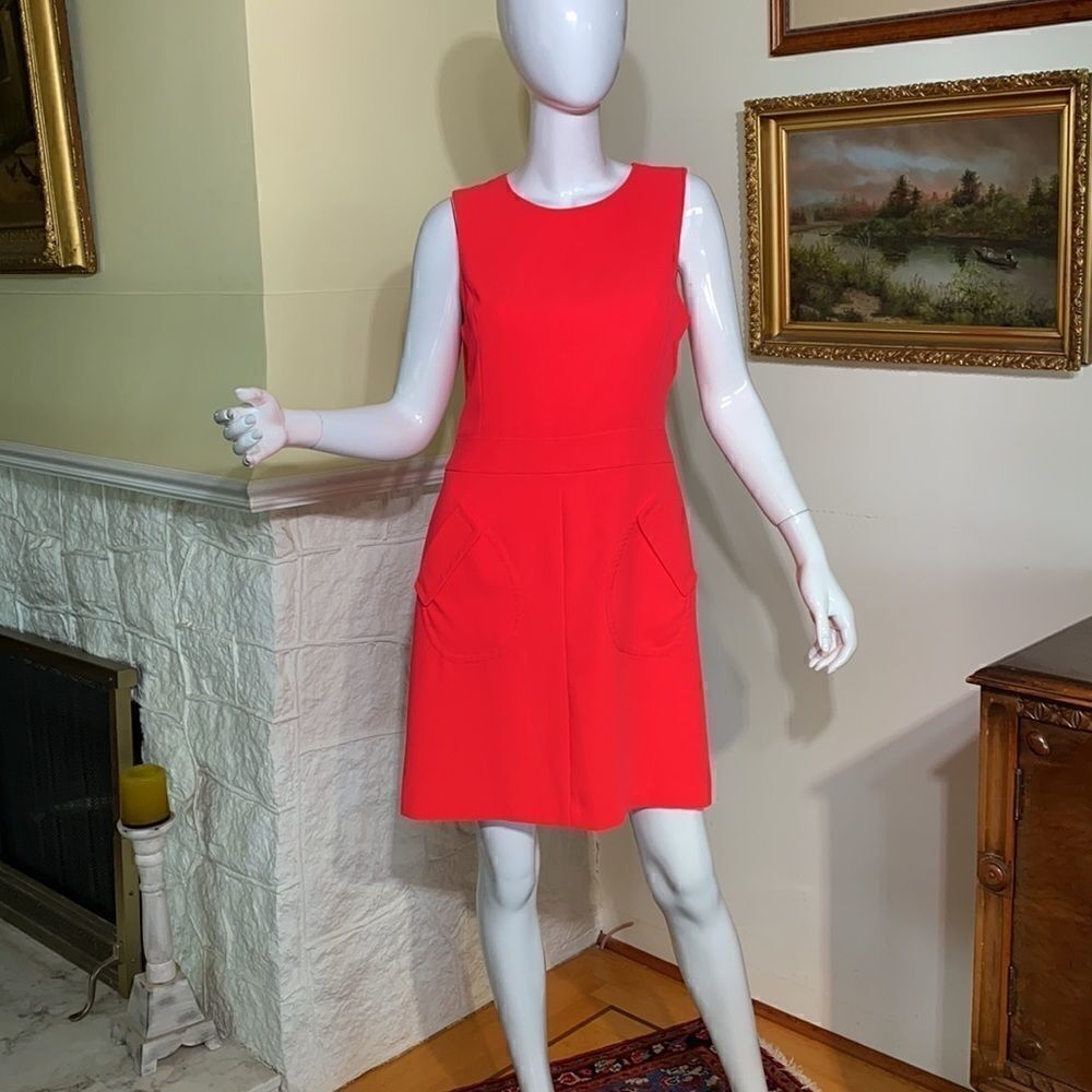 CeCe Neon Orange Mod Style Sleeveless Mini Dress - Picture 4 of 9